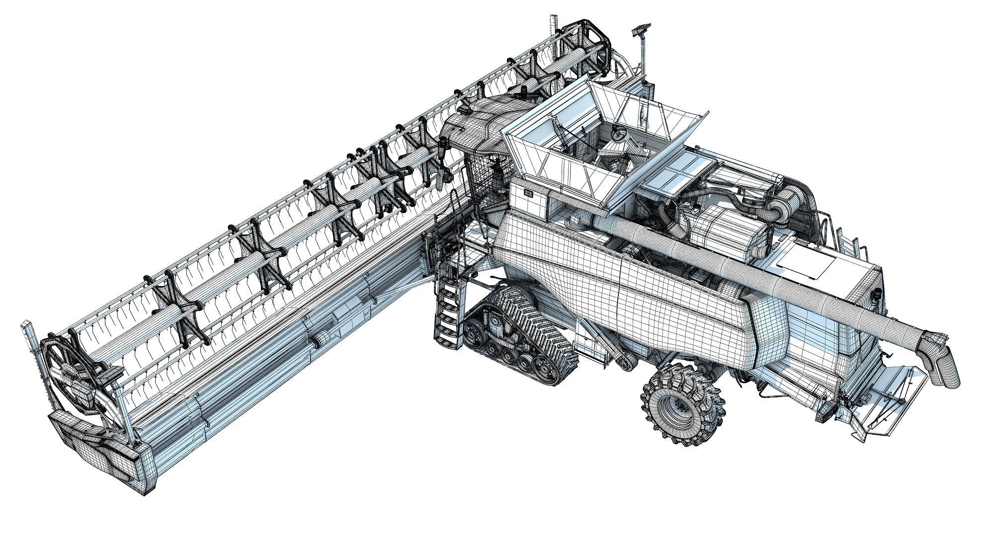 Green Combine Harvester 3D model_18