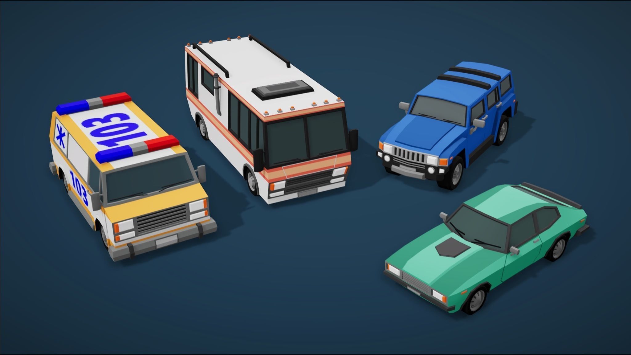 Cartoon Vehicles Pack 3  Low Poly Cars 20 Cars Low-poly 3D model_6