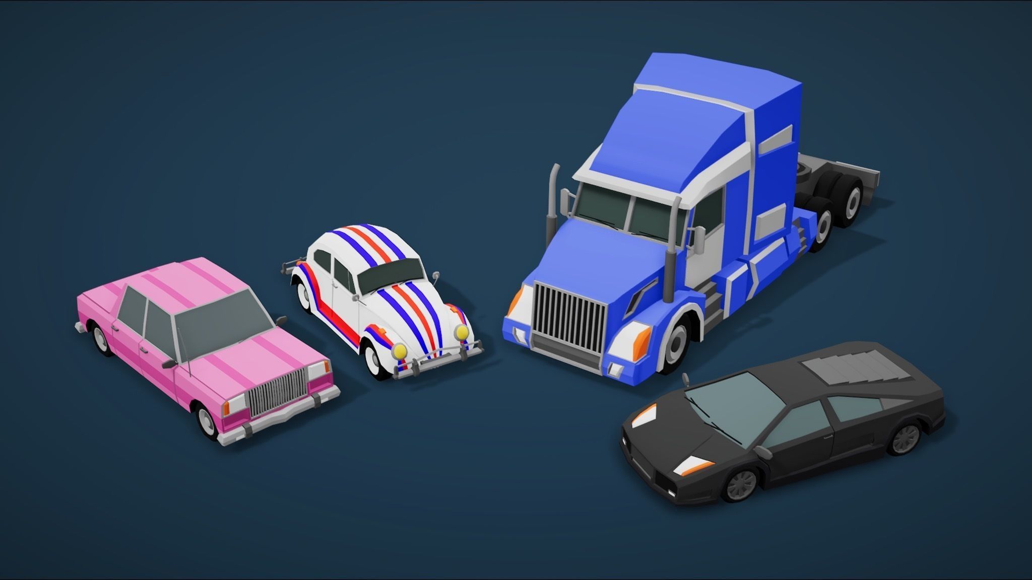 Cartoon Vehicles Pack 3  Low Poly Cars 20 Cars Low-poly 3D model_3