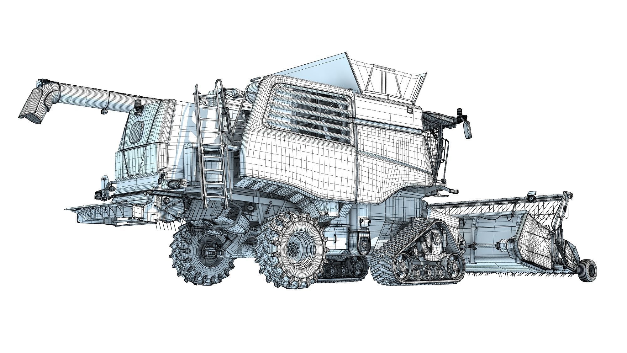 Green Combine Harvester 3D model_19