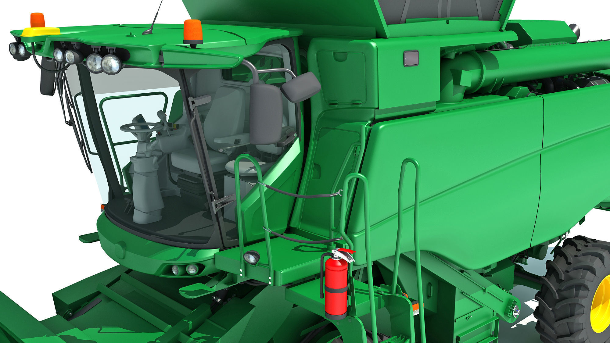 Green Combine Harvester 3D model_13