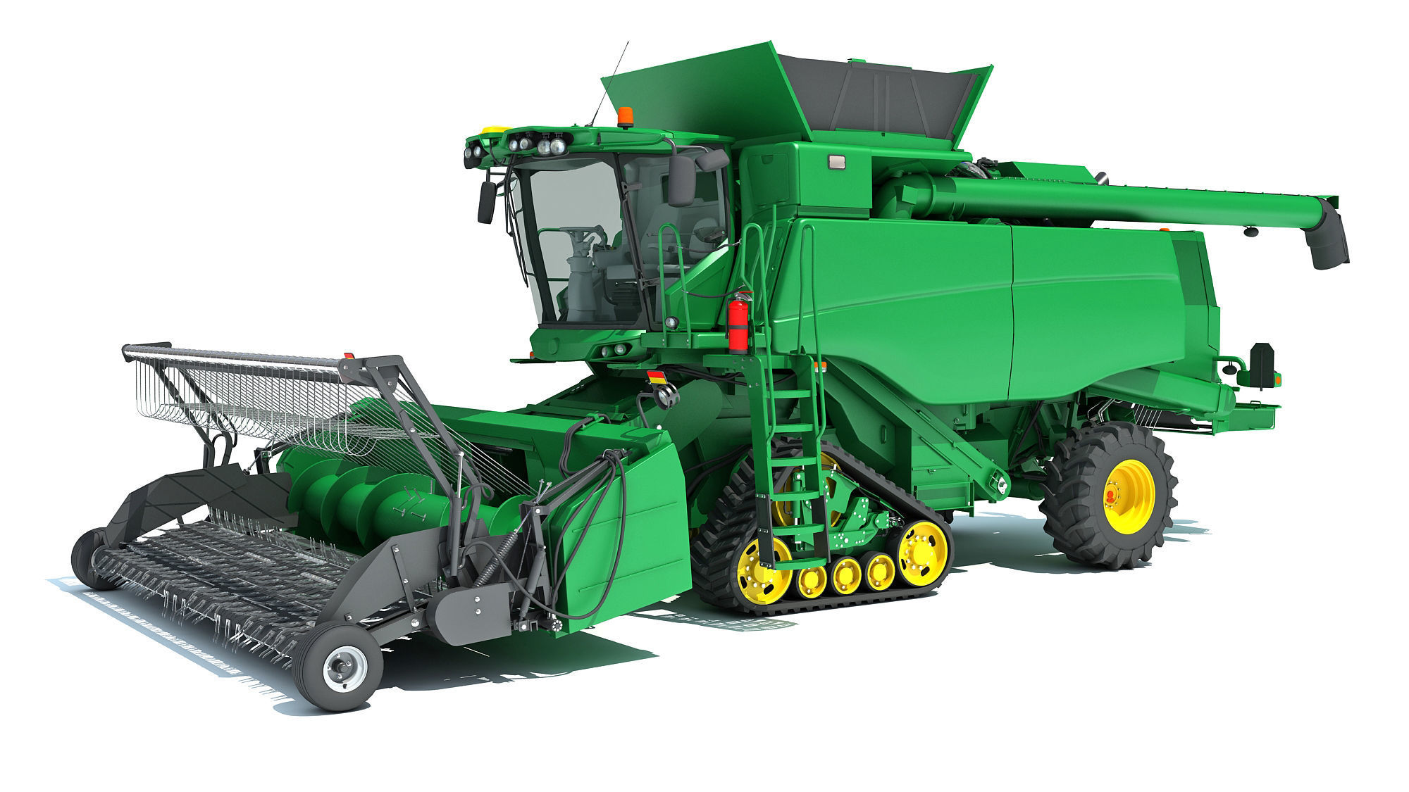 Green Combine Harvester 3D model_12