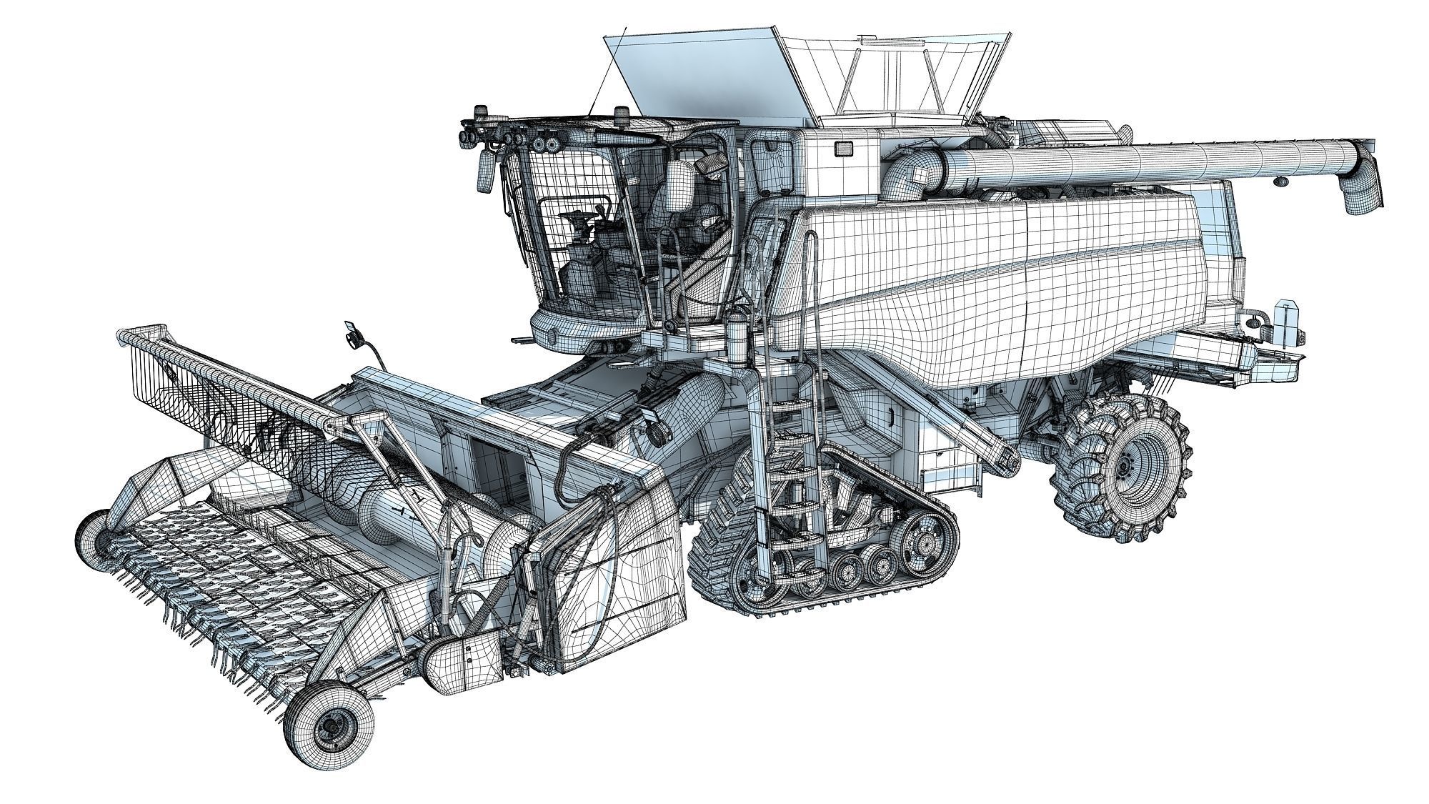 Green Combine Harvester 3D model_17