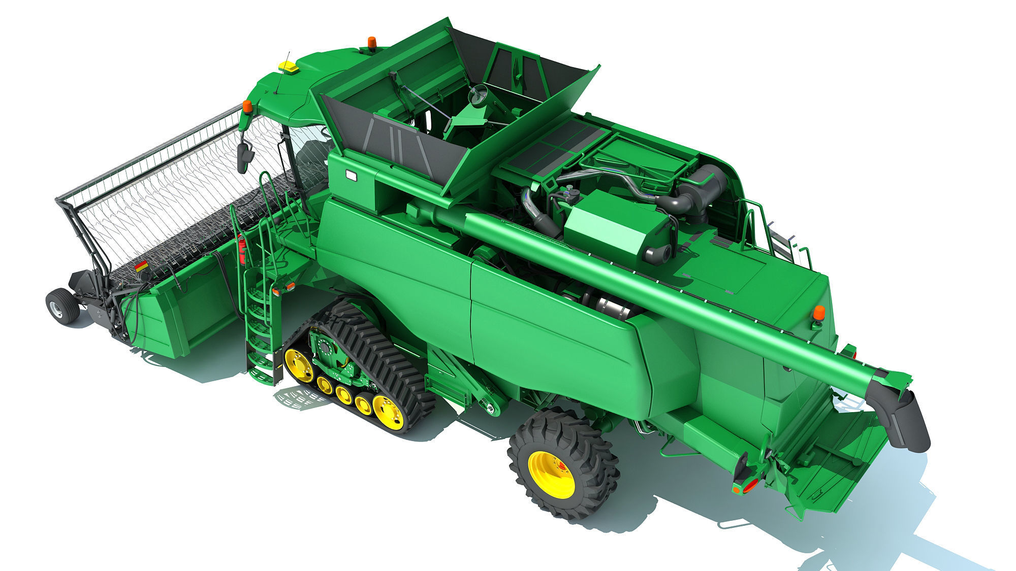 Green Combine Harvester 3D model_3