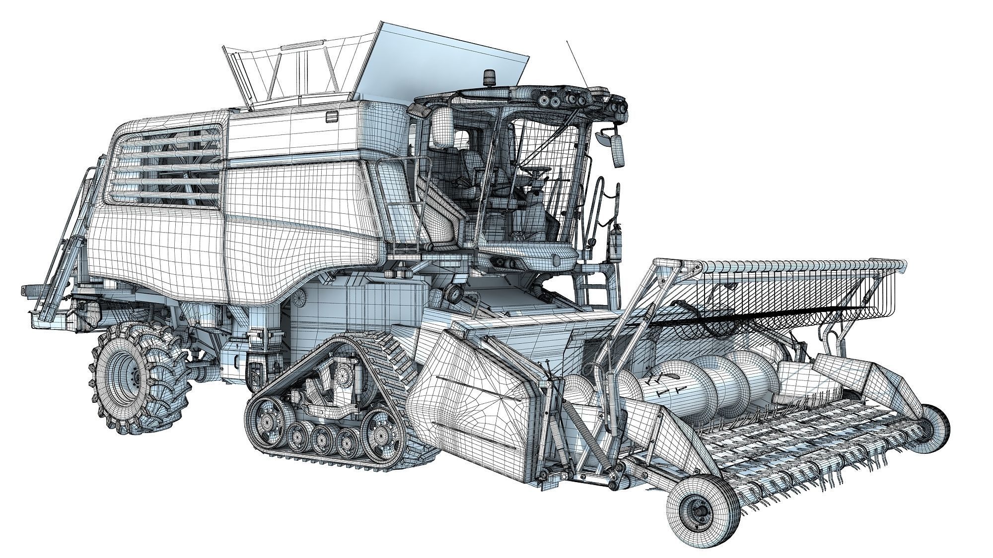 Green Combine Harvester 3D model_20