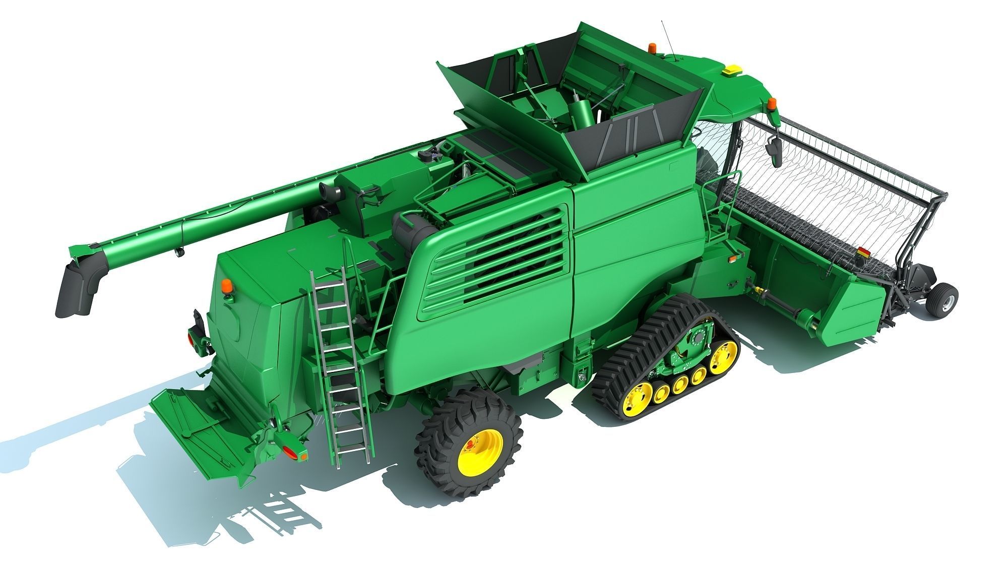Green Combine Harvester 3D model_7