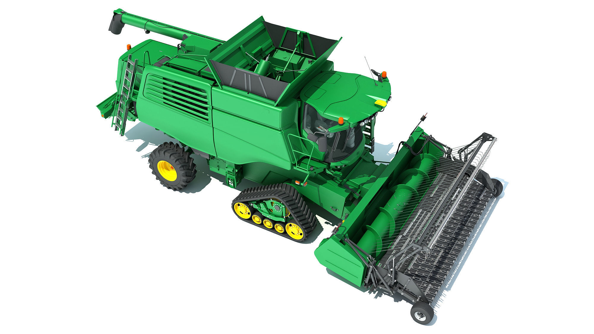 Green Combine Harvester 3D model_10