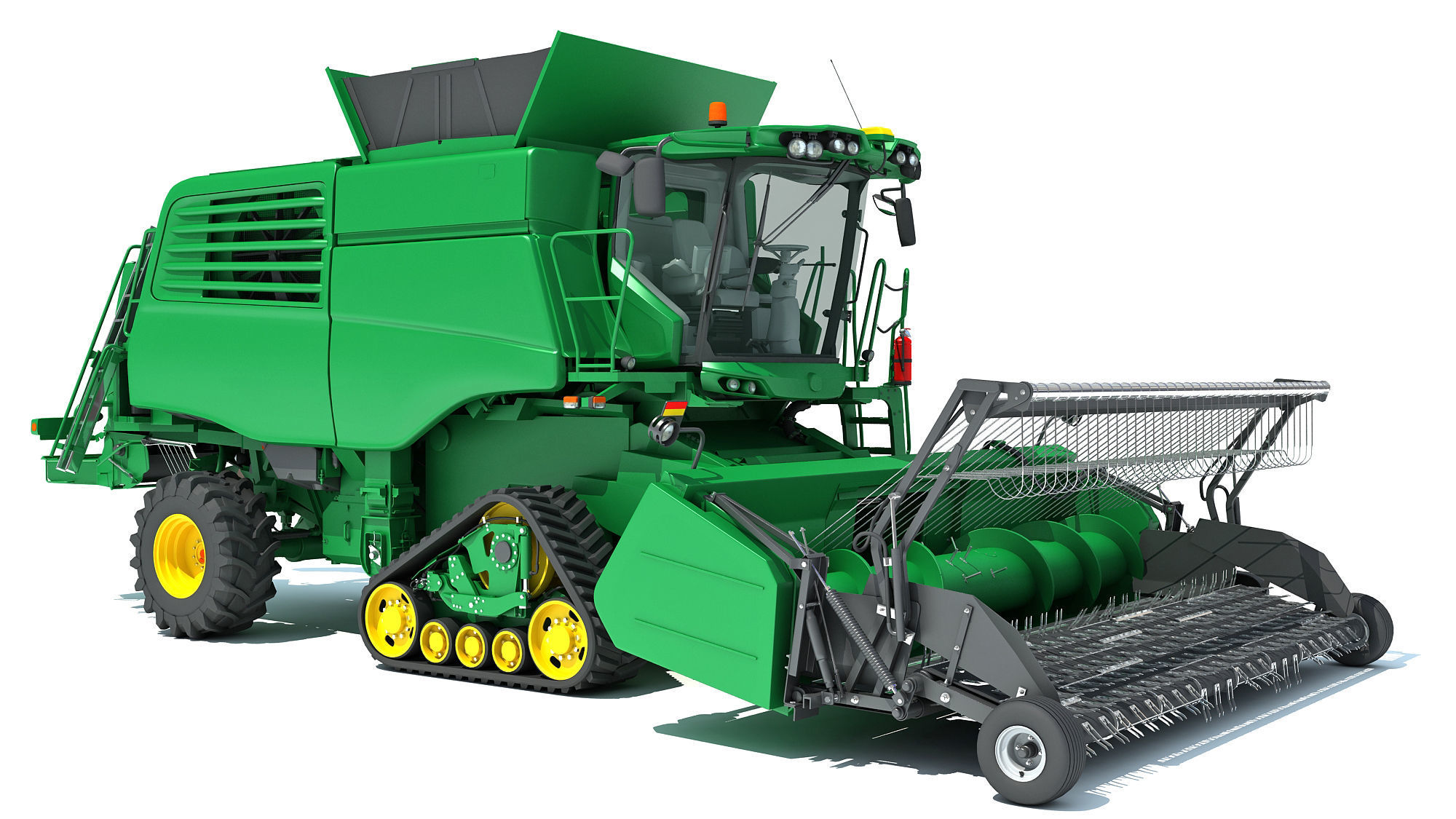 Green Combine Harvester 3D model_9