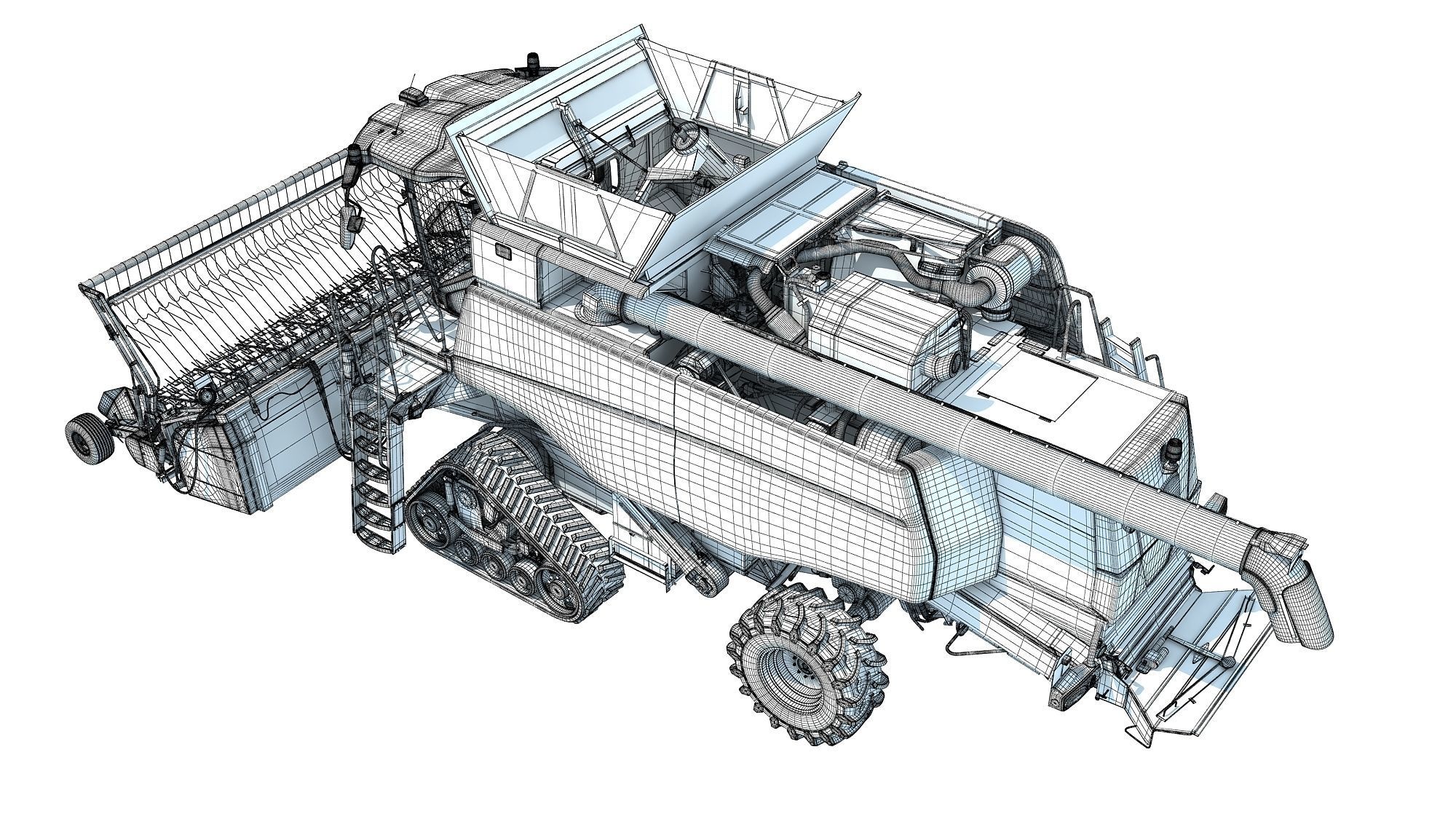 Green Combine Harvester 3D model_18