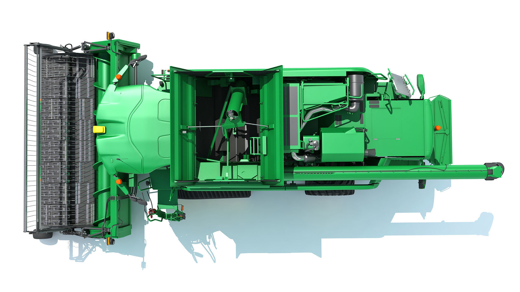 Green Combine Harvester 3D model_15