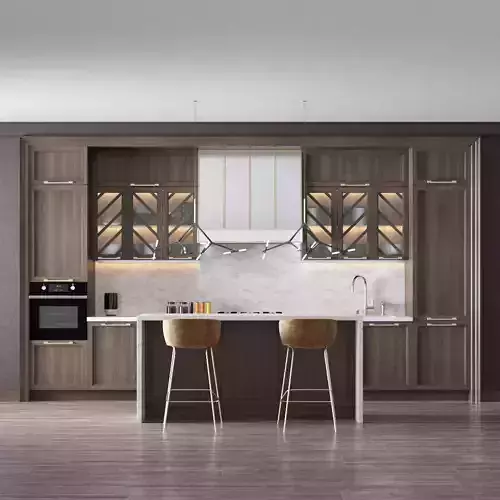 Kitchen 2 modern with wooden cabinets and counter tops