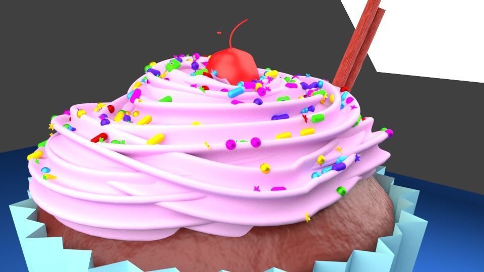 Cupcake with icing and sprinkles 3D model_5