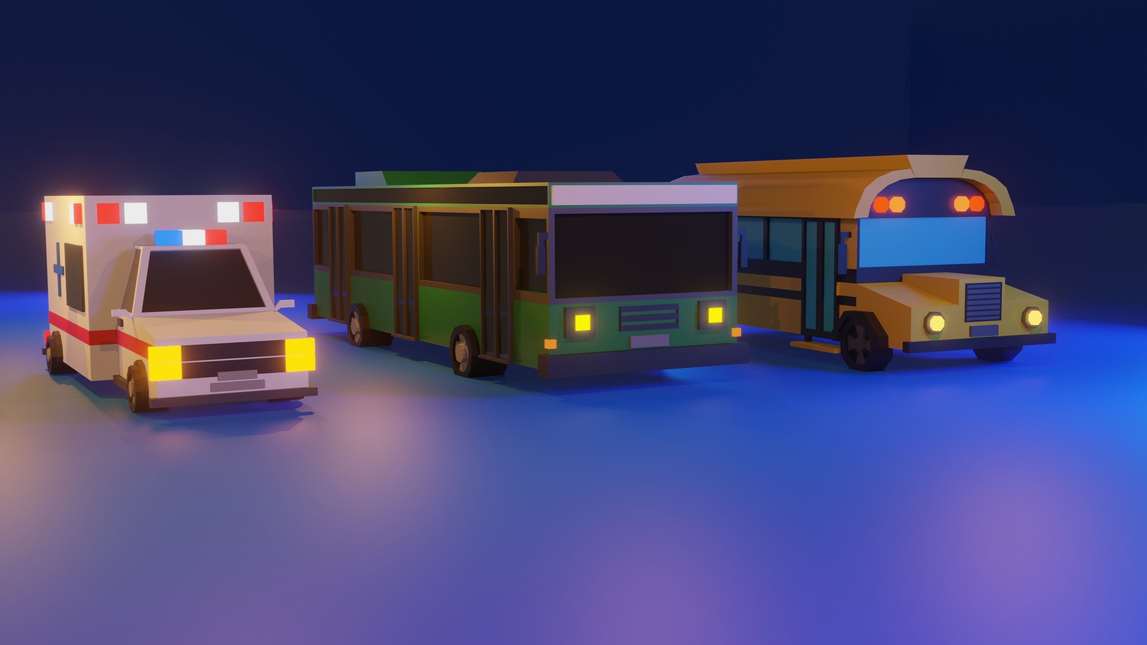 Low Poly Car Pack Low-poly 3D model_3