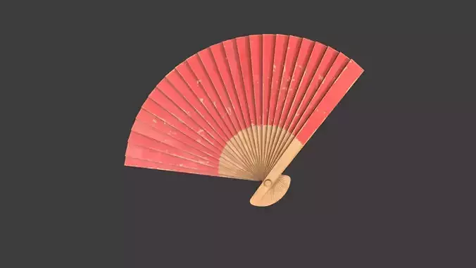 Red Wooden Handheld Fan