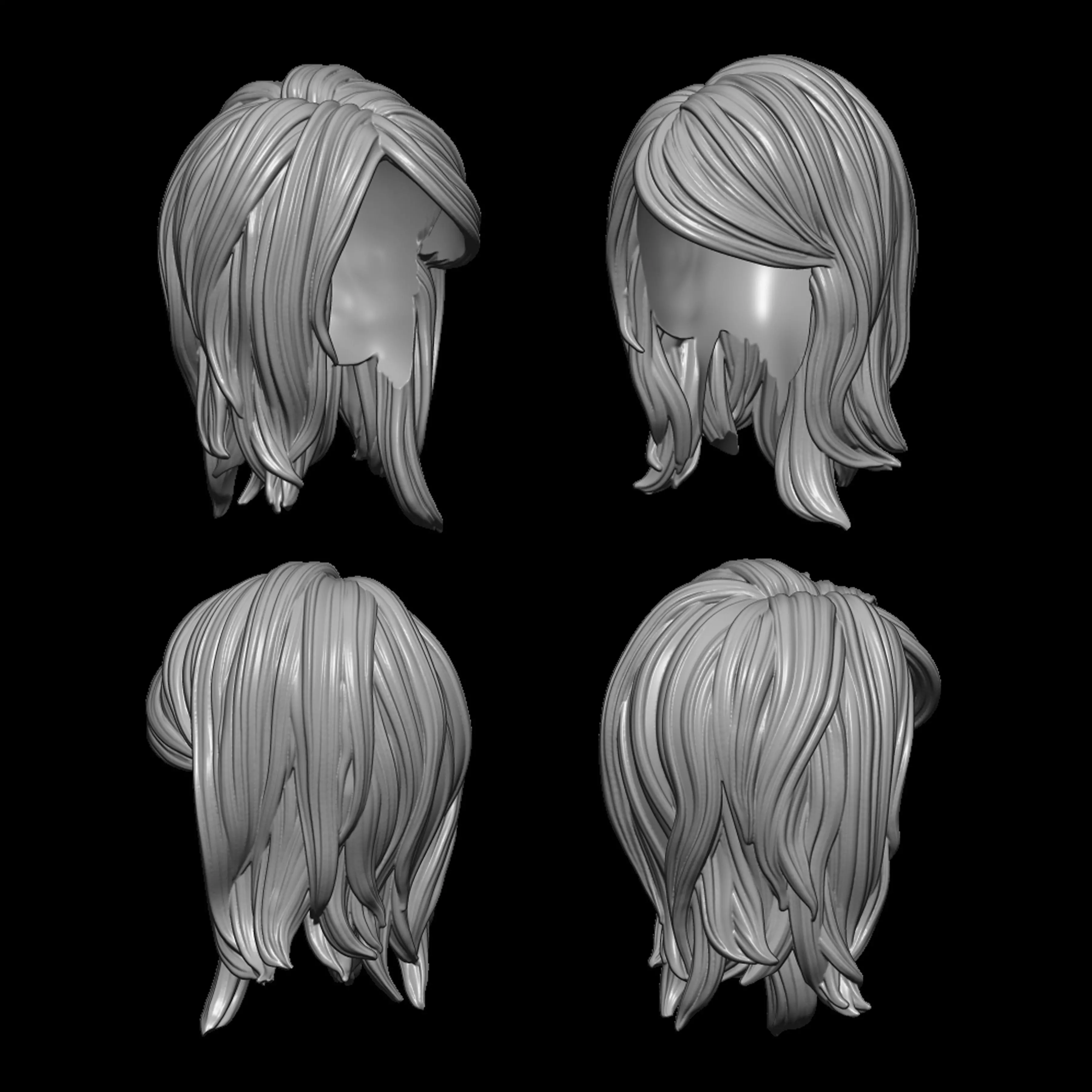 hair style 3D print model_0