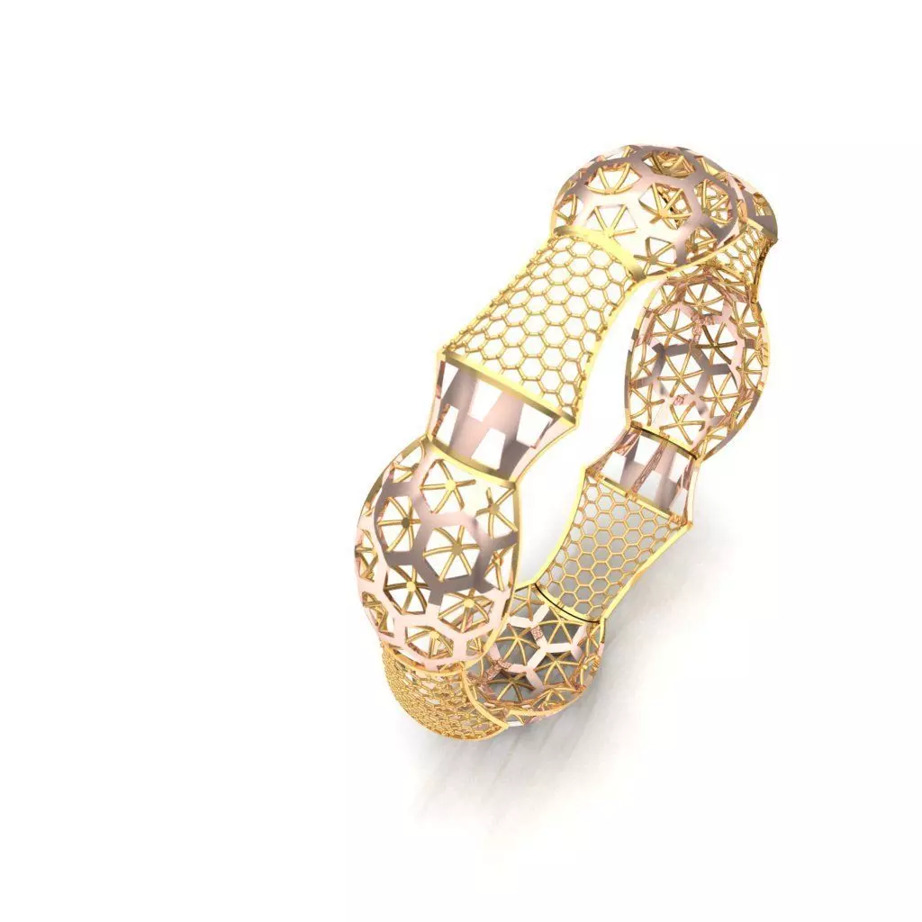 baslat 3 intricate gold plated bangle 3D print model_0