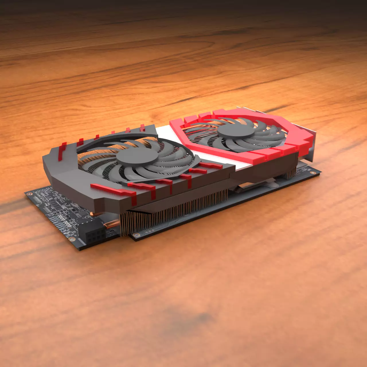 MSI gaming style graphics card 3D-model 3D model_0