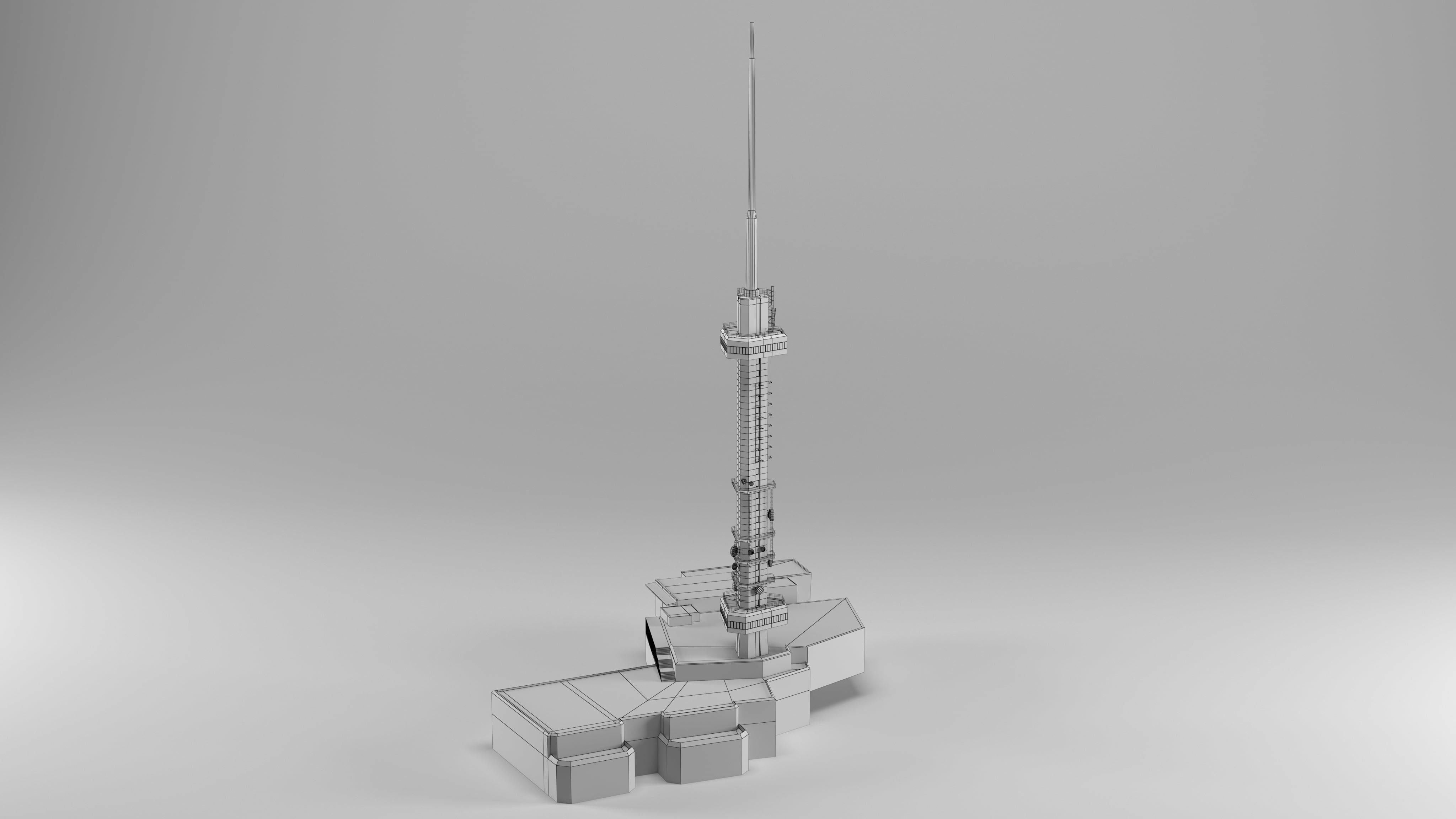 TV tower Kopitoto Vitosha Sofia Bulgaria Low-poly 3D model_9
