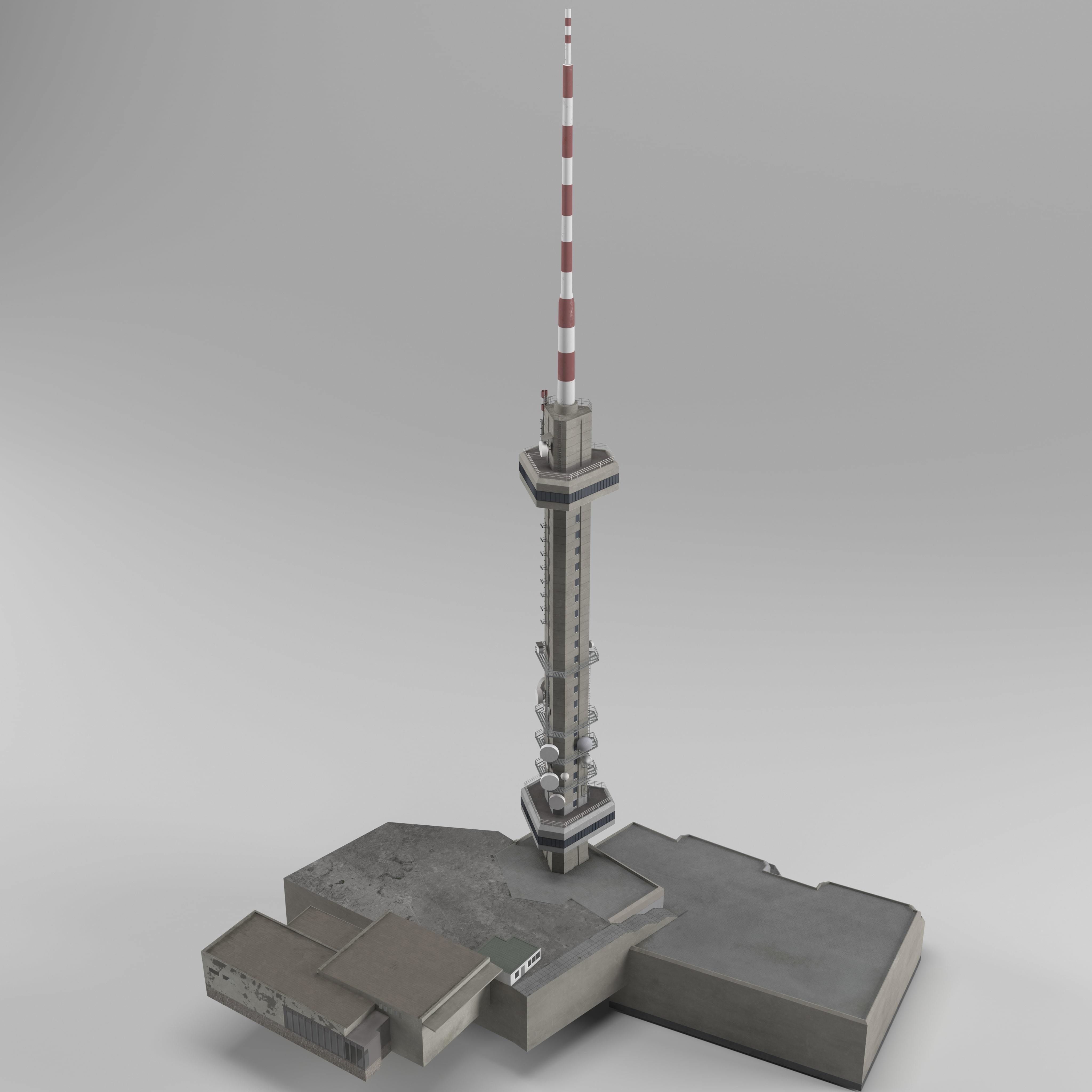TV tower Kopitoto Vitosha Sofia Bulgaria Low-poly 3D model_2