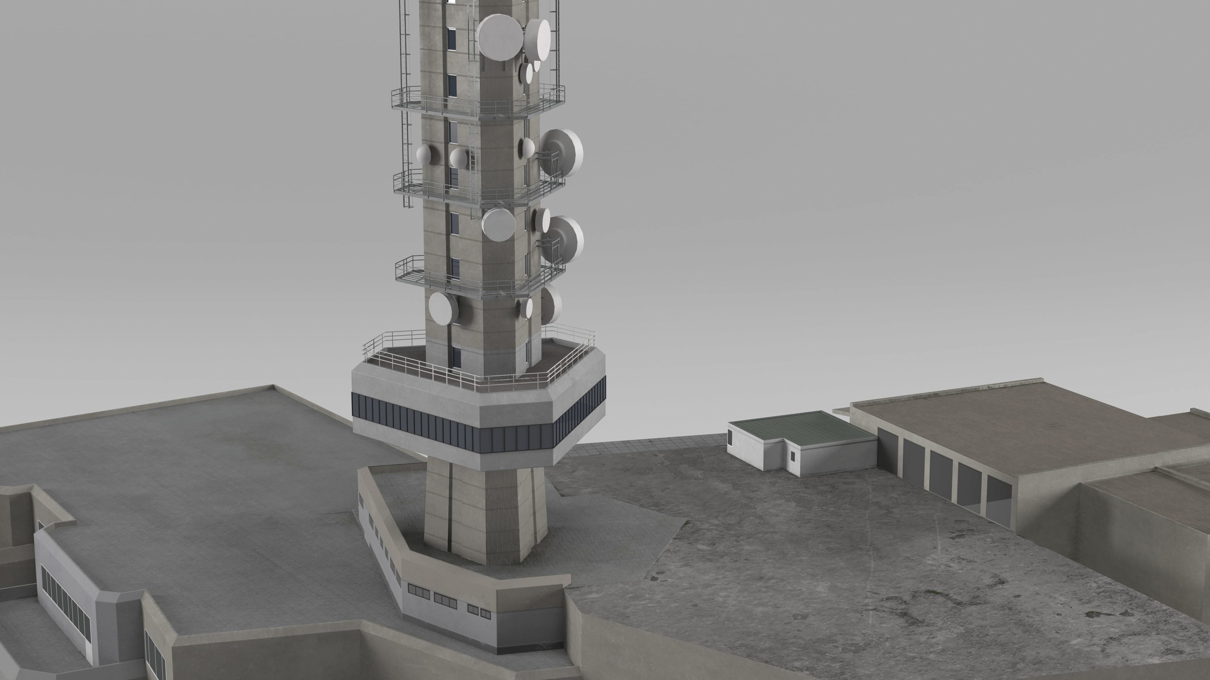 TV tower Kopitoto Vitosha Sofia Bulgaria Low-poly 3D model_3