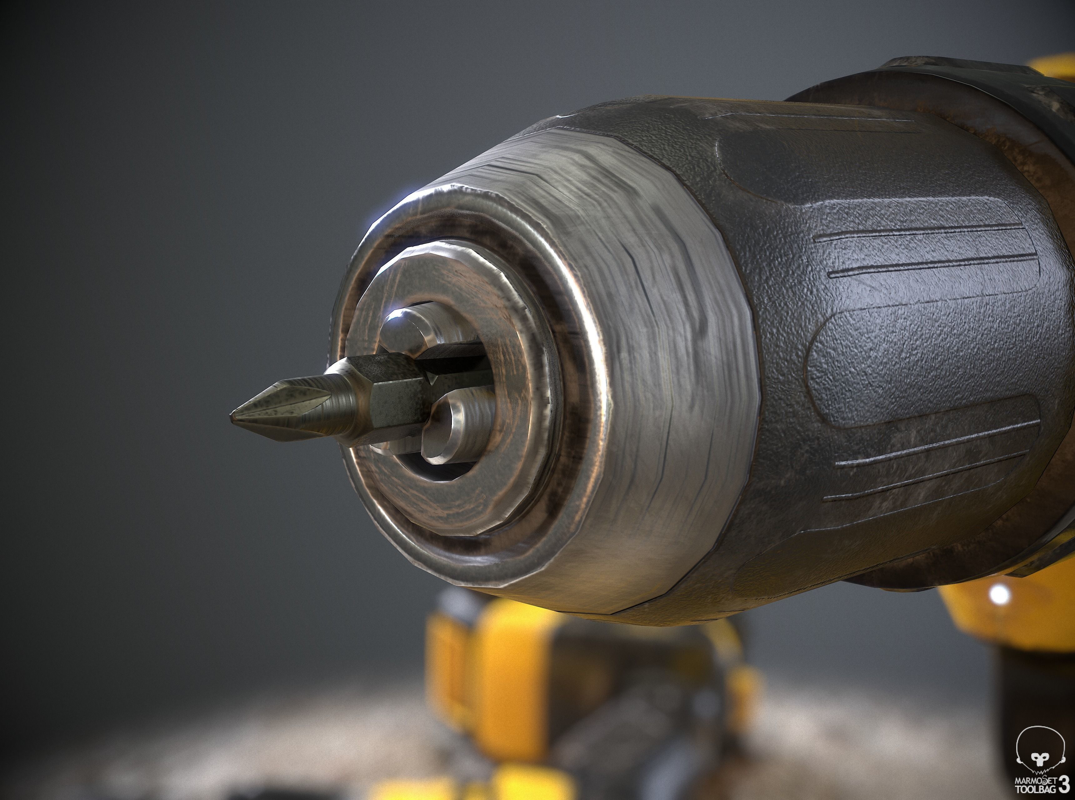 Handheld Cordless Drill Driver Low-poly 3D model_6