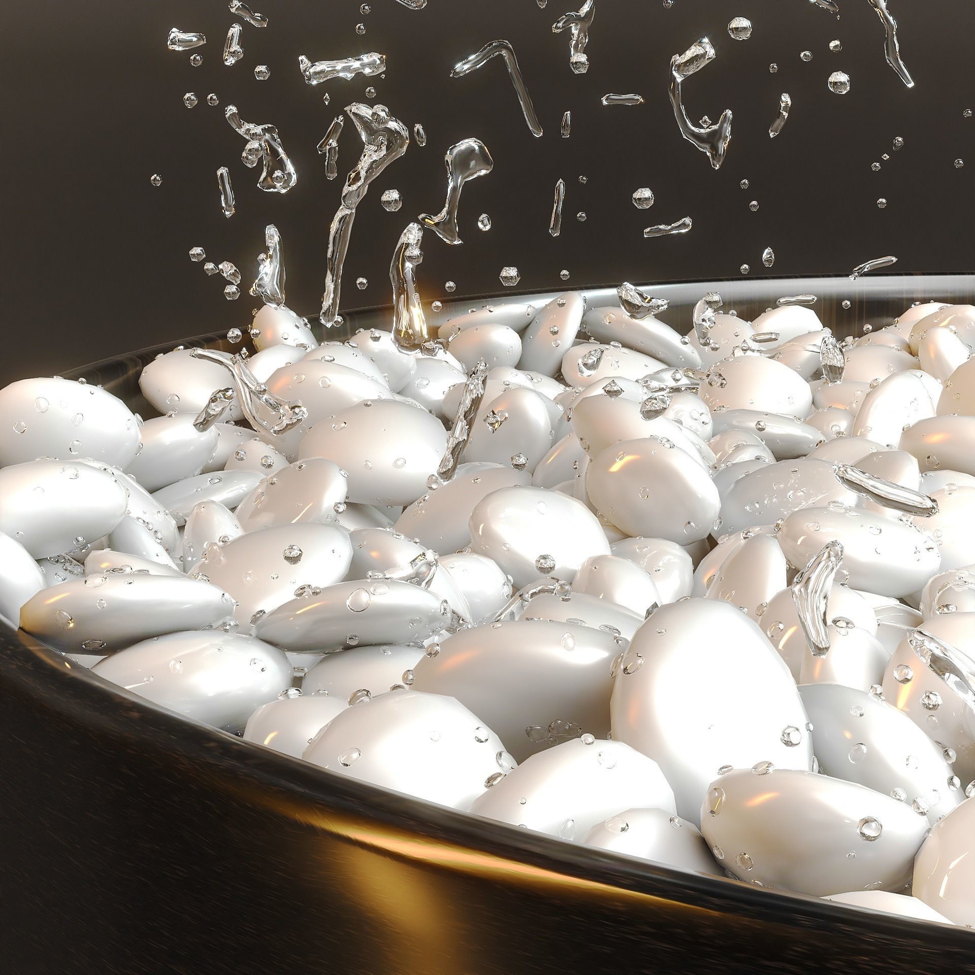Modern water fountain with simulated stream 3D model_9
