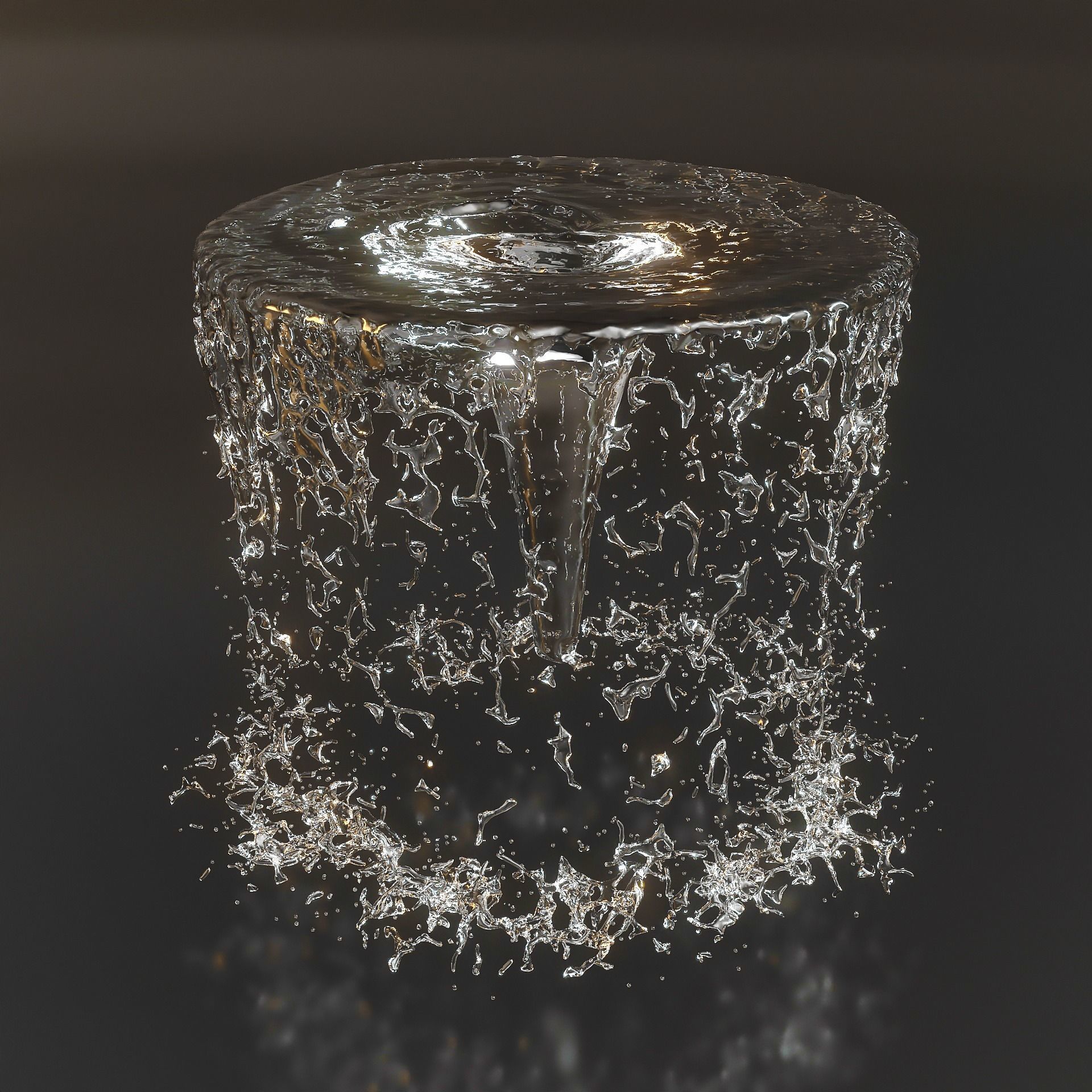 Modern water fountain with simulated stream 3D model_7
