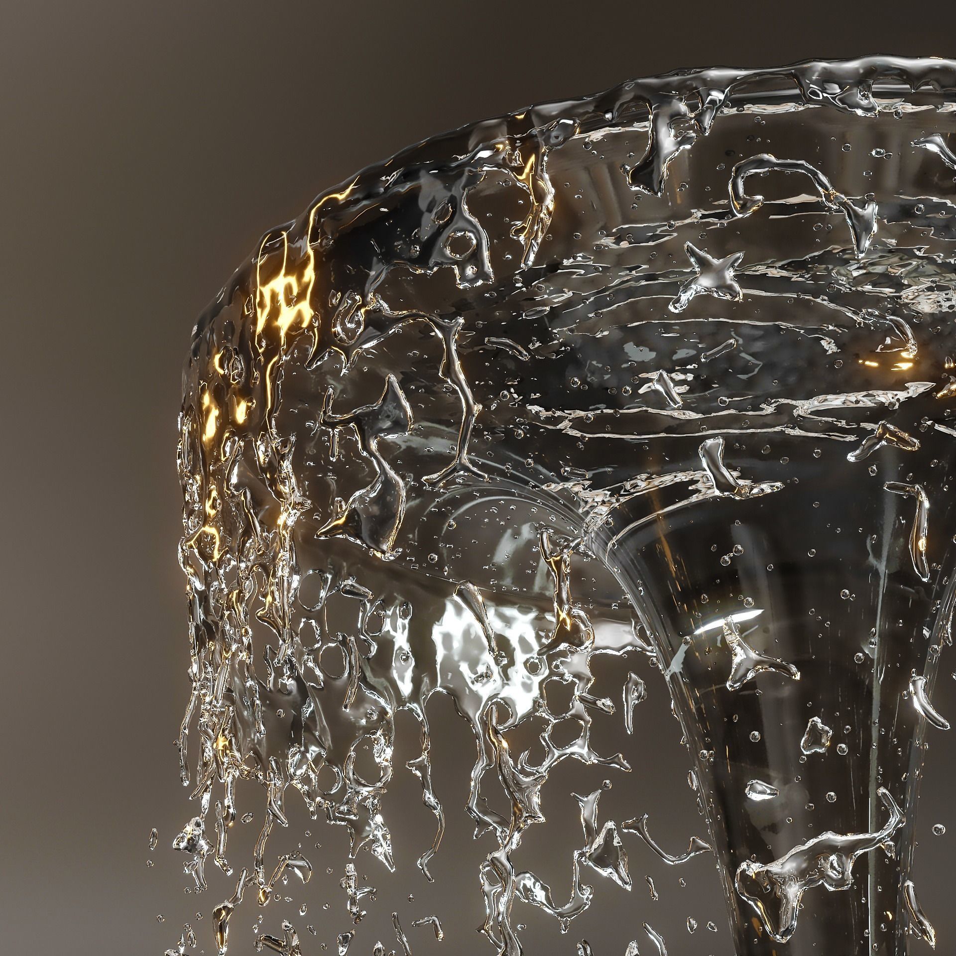 Modern water fountain with simulated stream 3D model_3