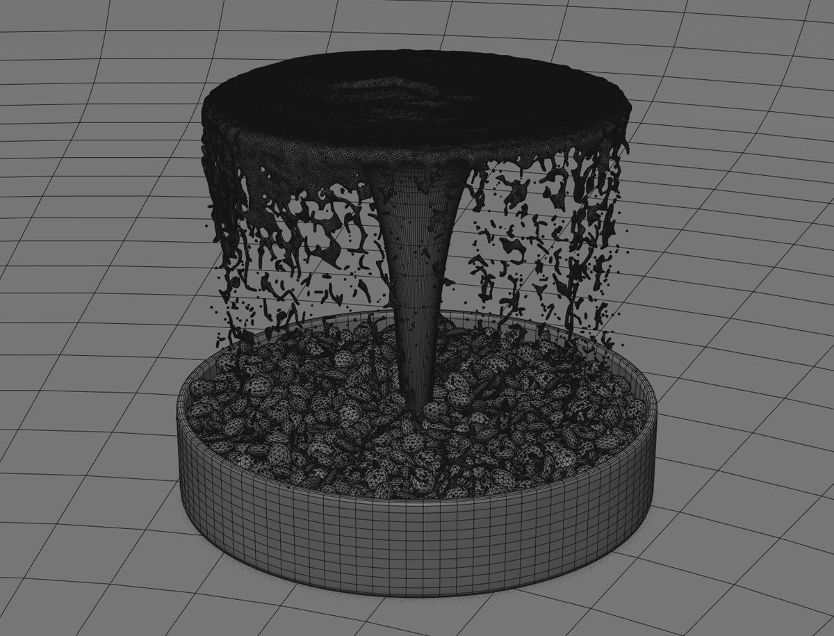 Modern water fountain with simulated stream 3D model_11