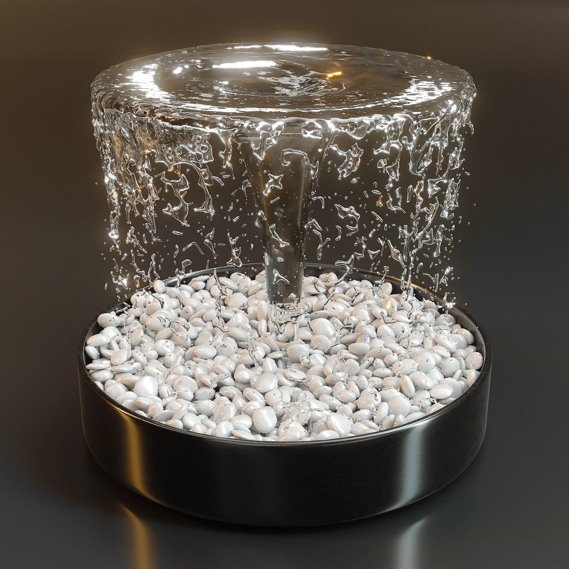 Modern water fountain with simulated stream 3D model_2