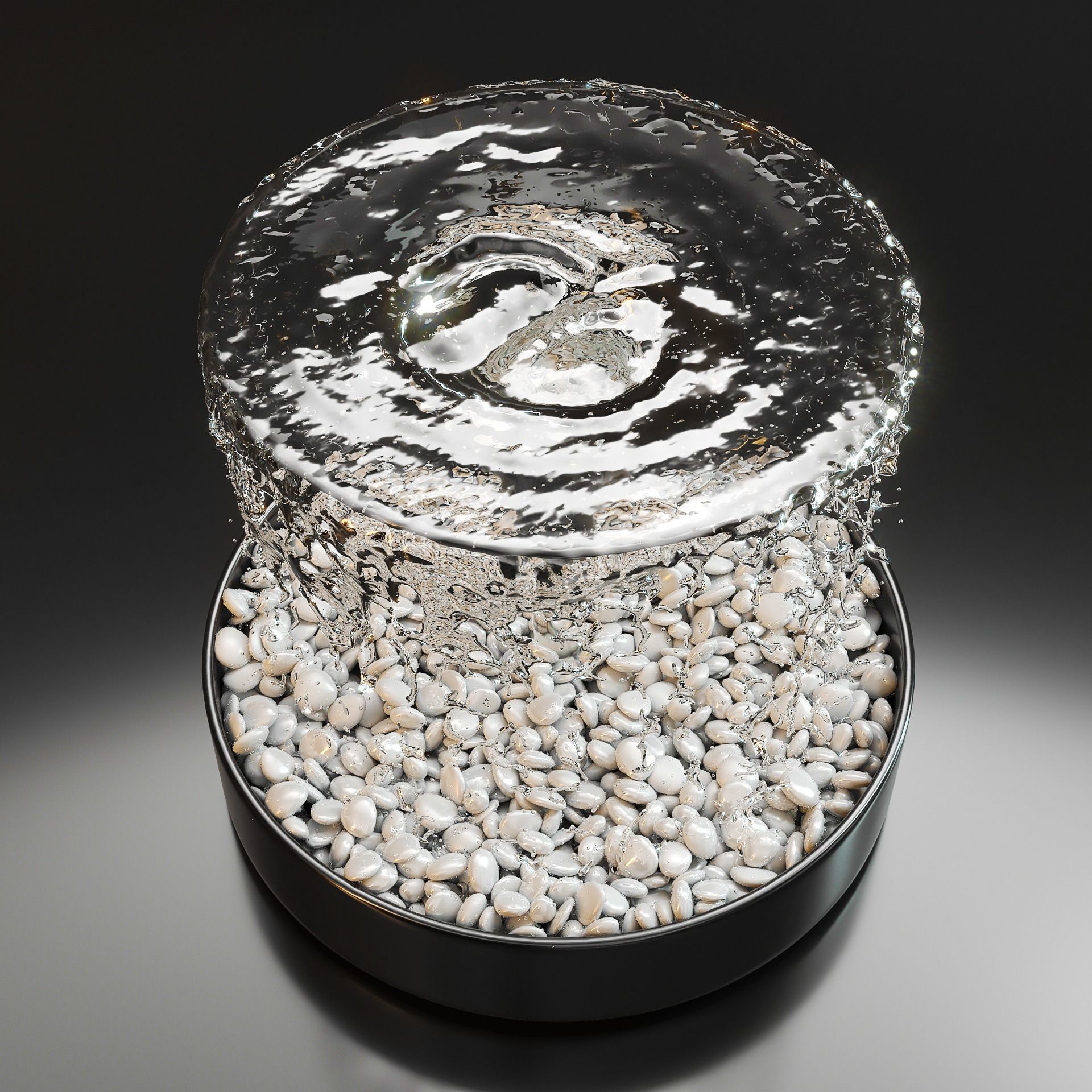 Modern water fountain with simulated stream 3D model_4