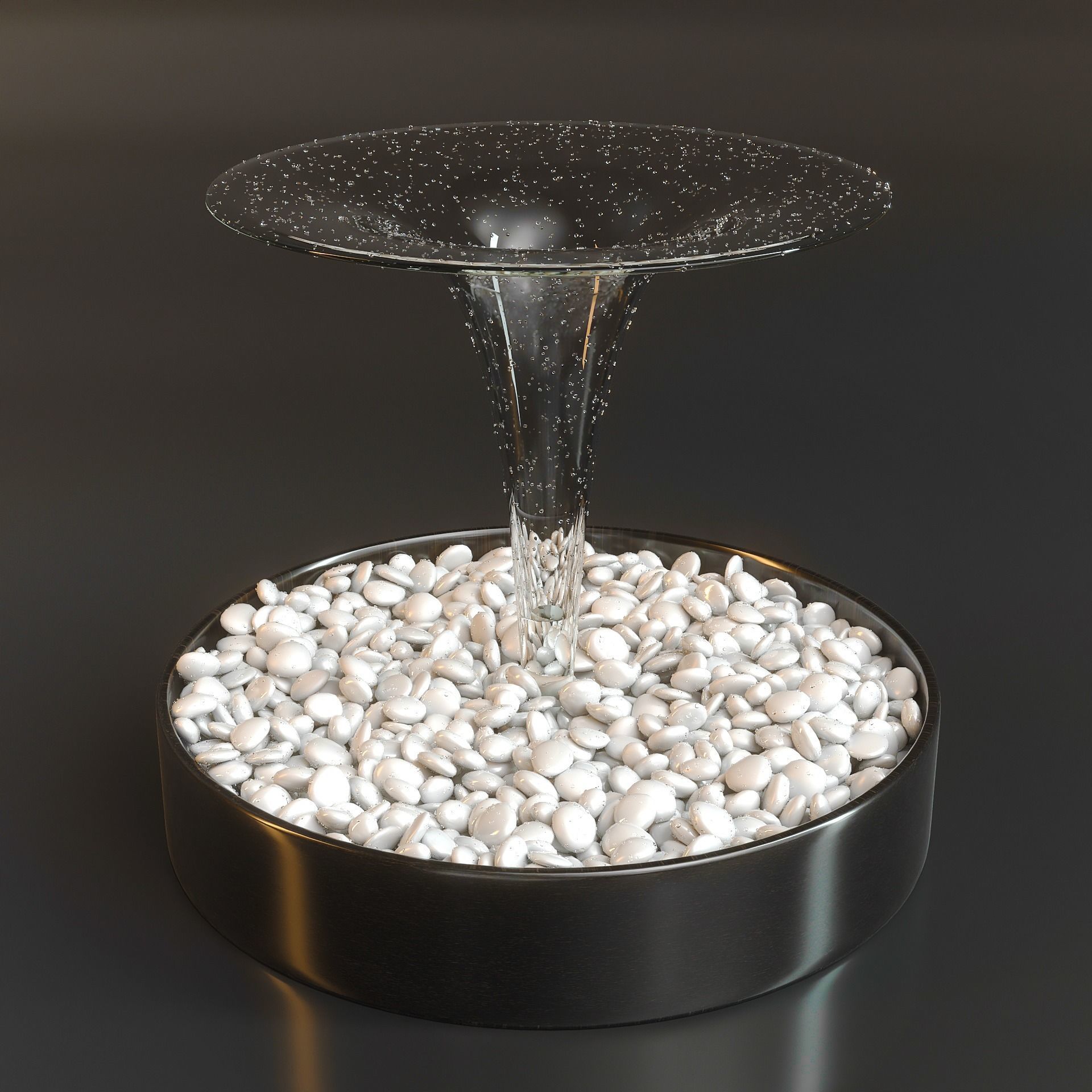 Modern water fountain with simulated stream 3D model_6