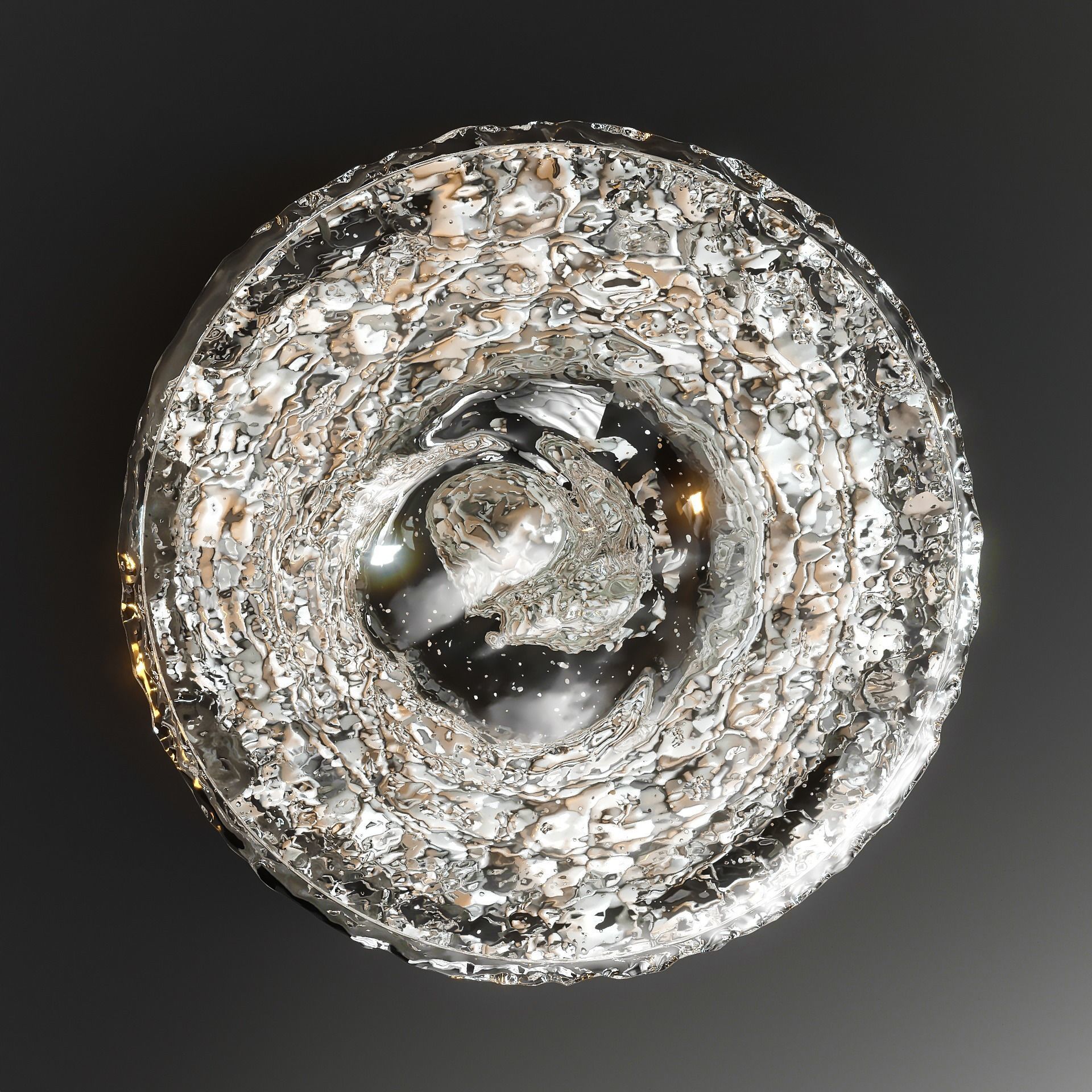 Modern water fountain with simulated stream 3D model_8