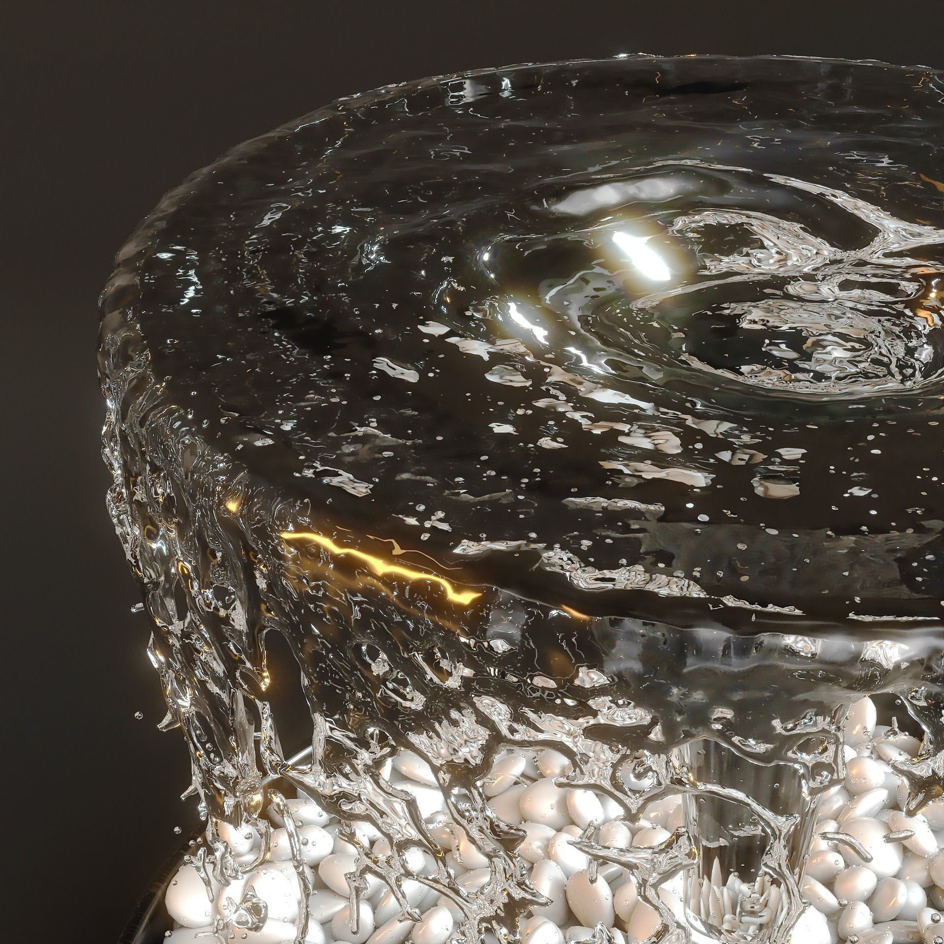 Modern water fountain with simulated stream 3D model_5