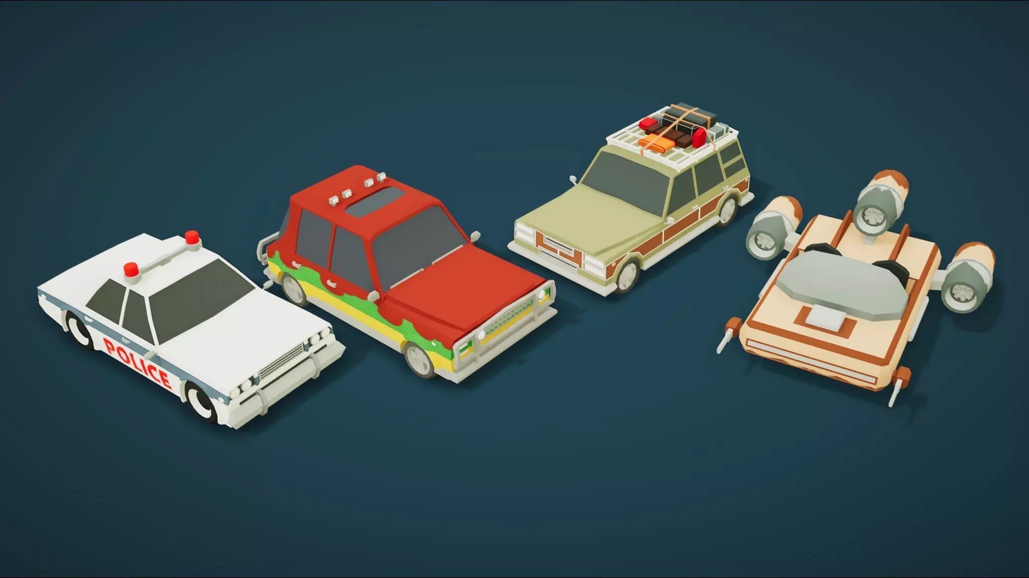 Low Poly Cars Pack 80 cars Low-poly 3D model_24