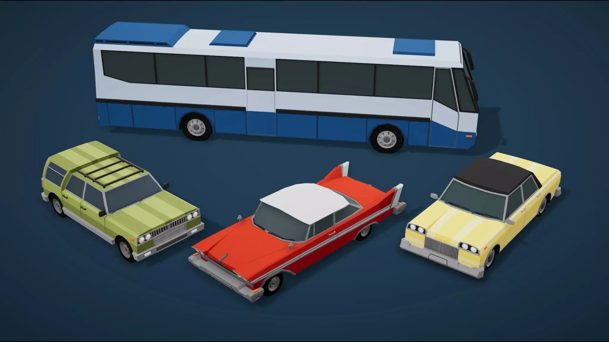 Low Poly Cars Pack 80 cars Low-poly 3D model_17