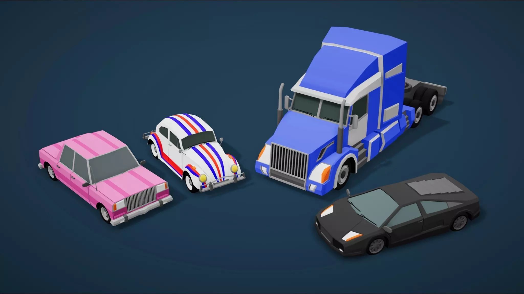 Low Poly Cars Pack 80 cars Low-poly 3D model_26