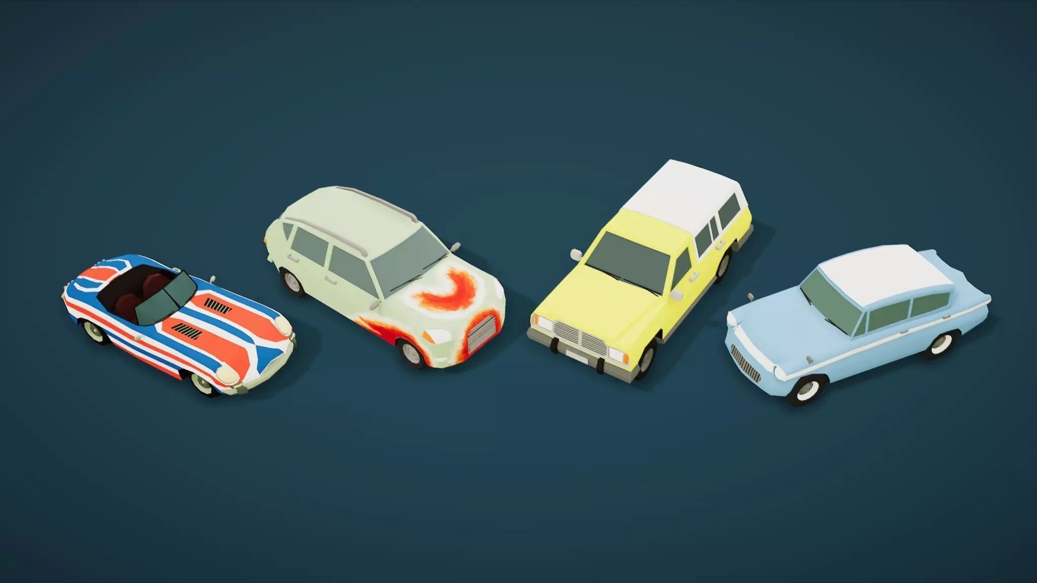 Low Poly Cars Pack 80 cars Low-poly 3D model_25