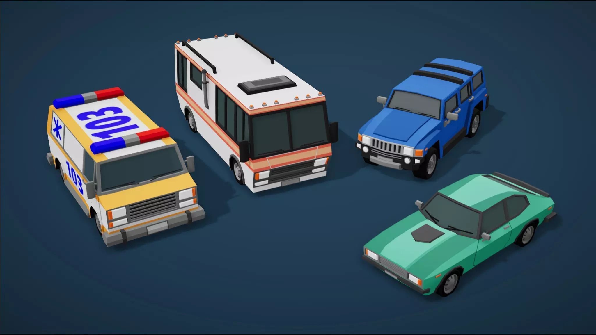 Low Poly Cars Pack 80 cars Low-poly 3D model_22
