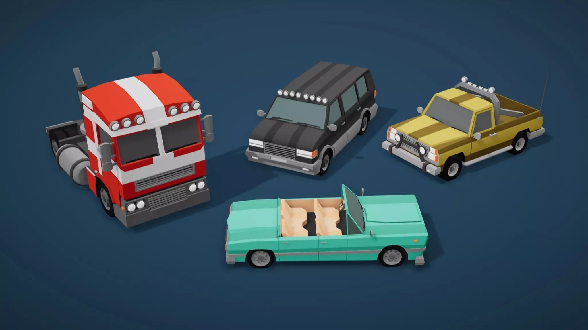 Low Poly Cars Pack 80 cars Low-poly 3D model_14