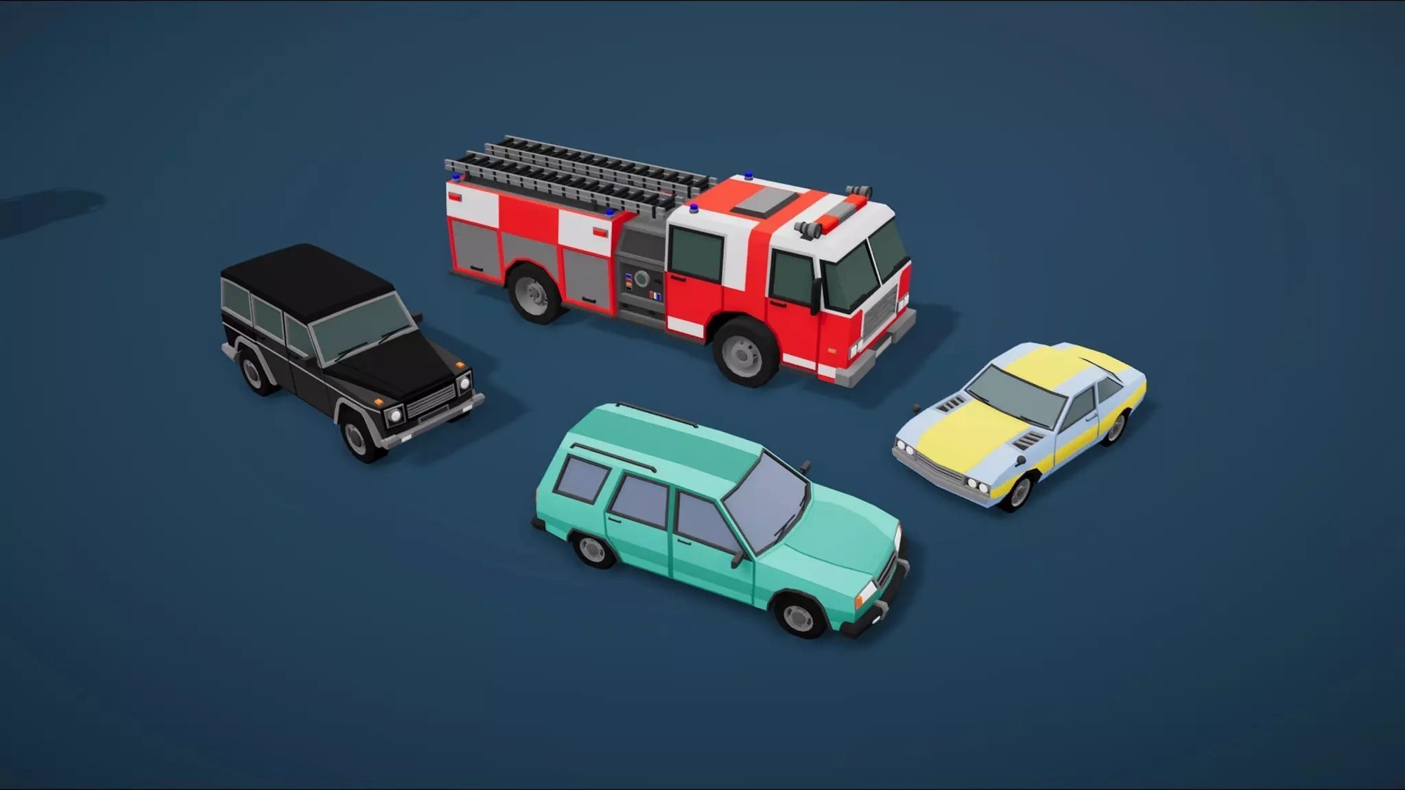 Low Poly Cars Pack 80 cars Low-poly 3D model_8