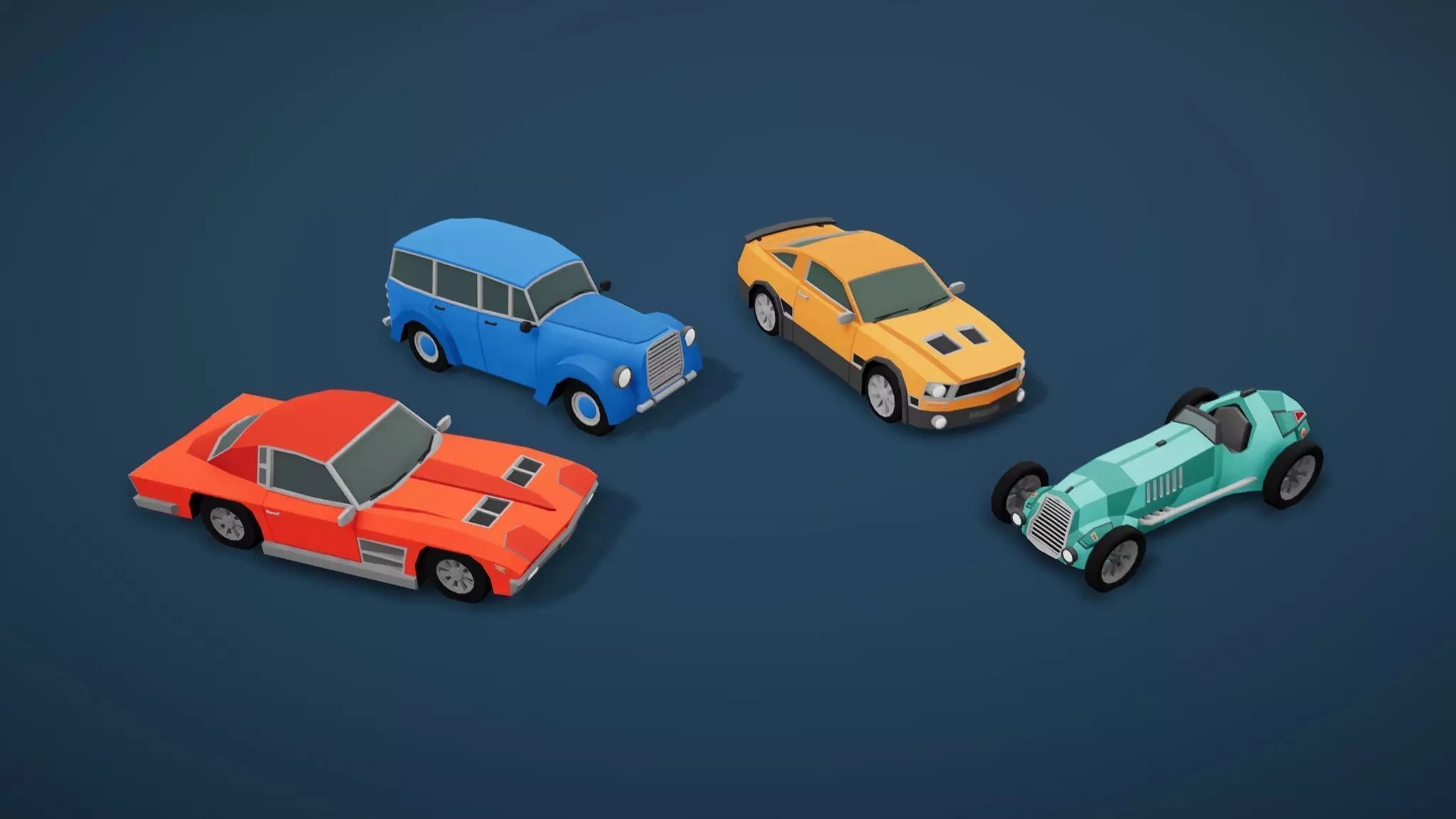 Low Poly Cars Pack 80 cars Low-poly 3D model_21