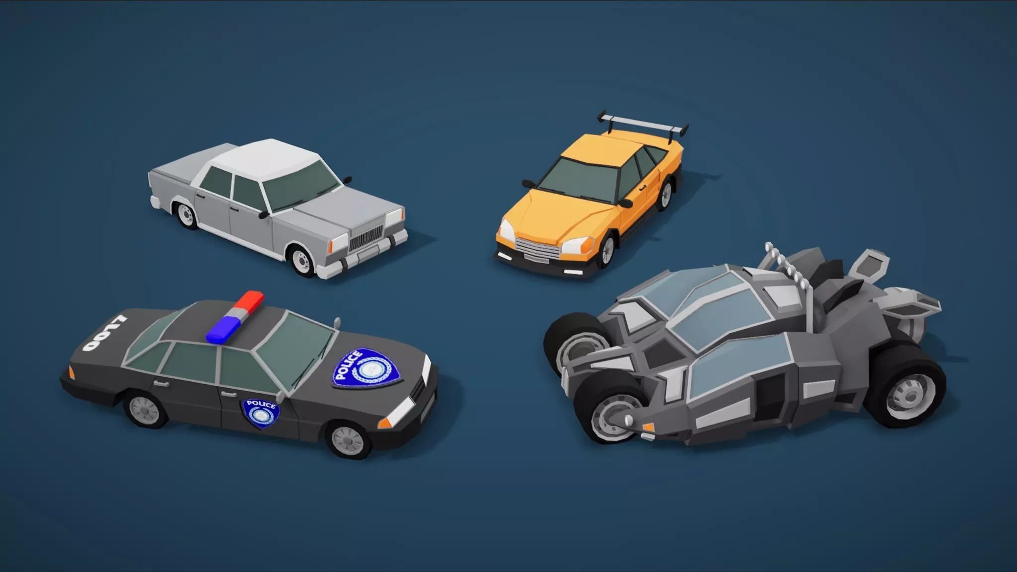 Low Poly Cars Pack 80 cars Low-poly 3D model_10