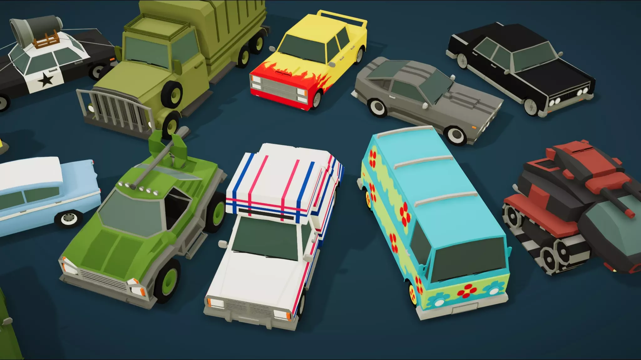 Low Poly Cars Pack 80 cars Low-poly 3D model_0