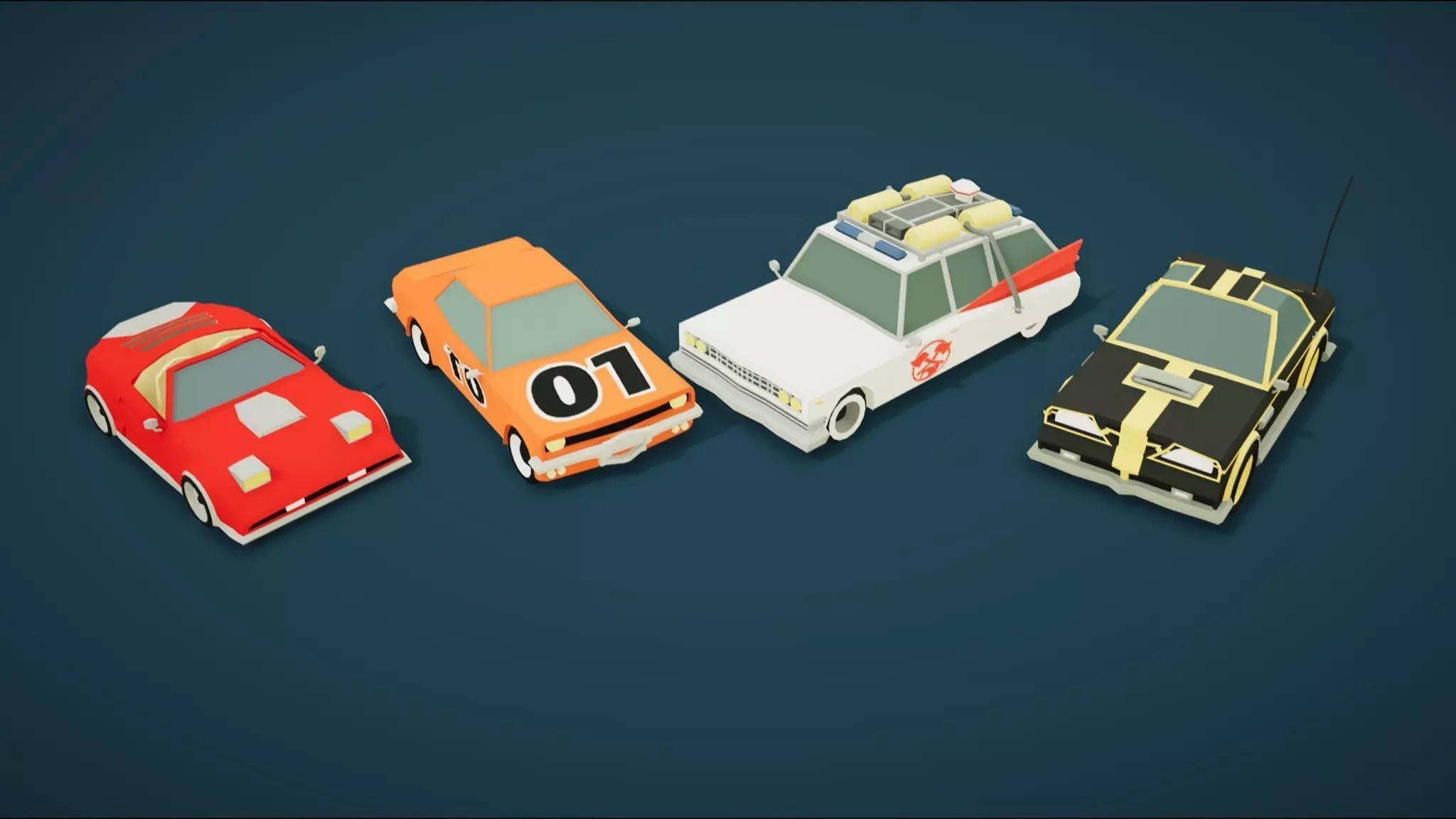 Low Poly Cars Pack 80 cars Low-poly 3D model_23