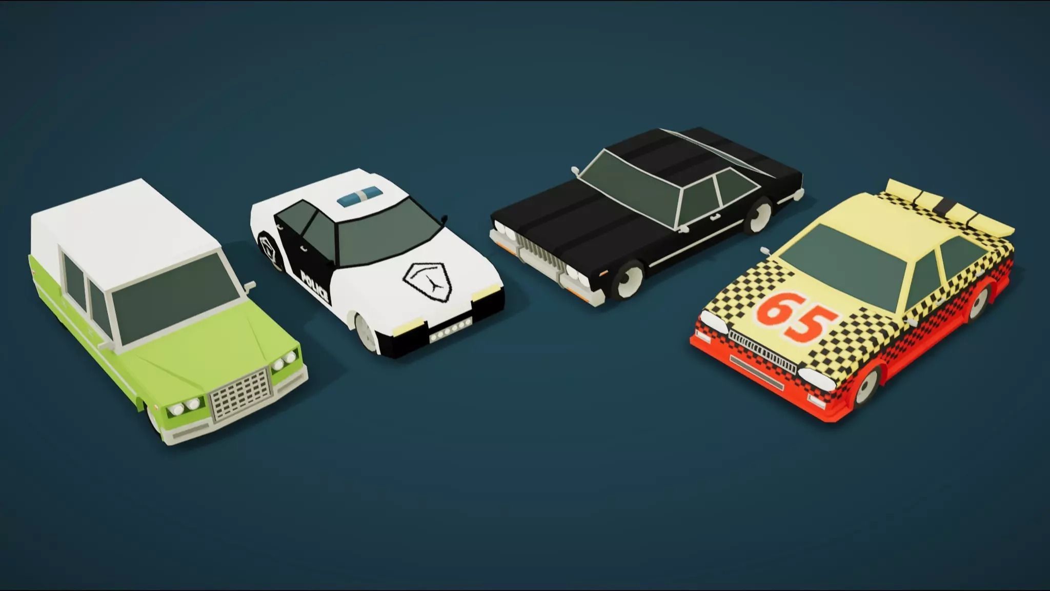 Low Poly Cars Pack 80 cars Low-poly 3D model_18