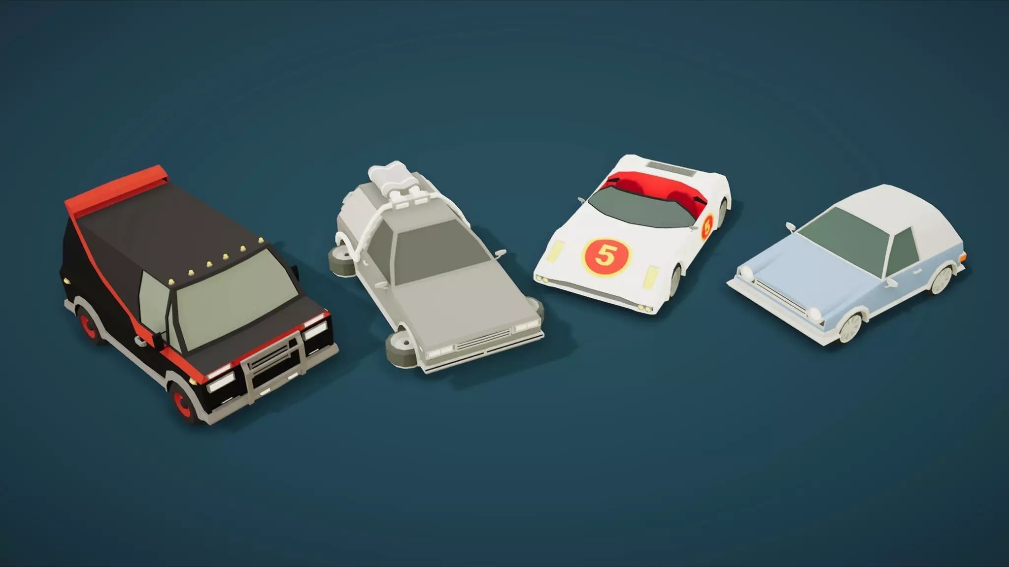Low Poly Cars Pack 80 cars Low-poly 3D model_11