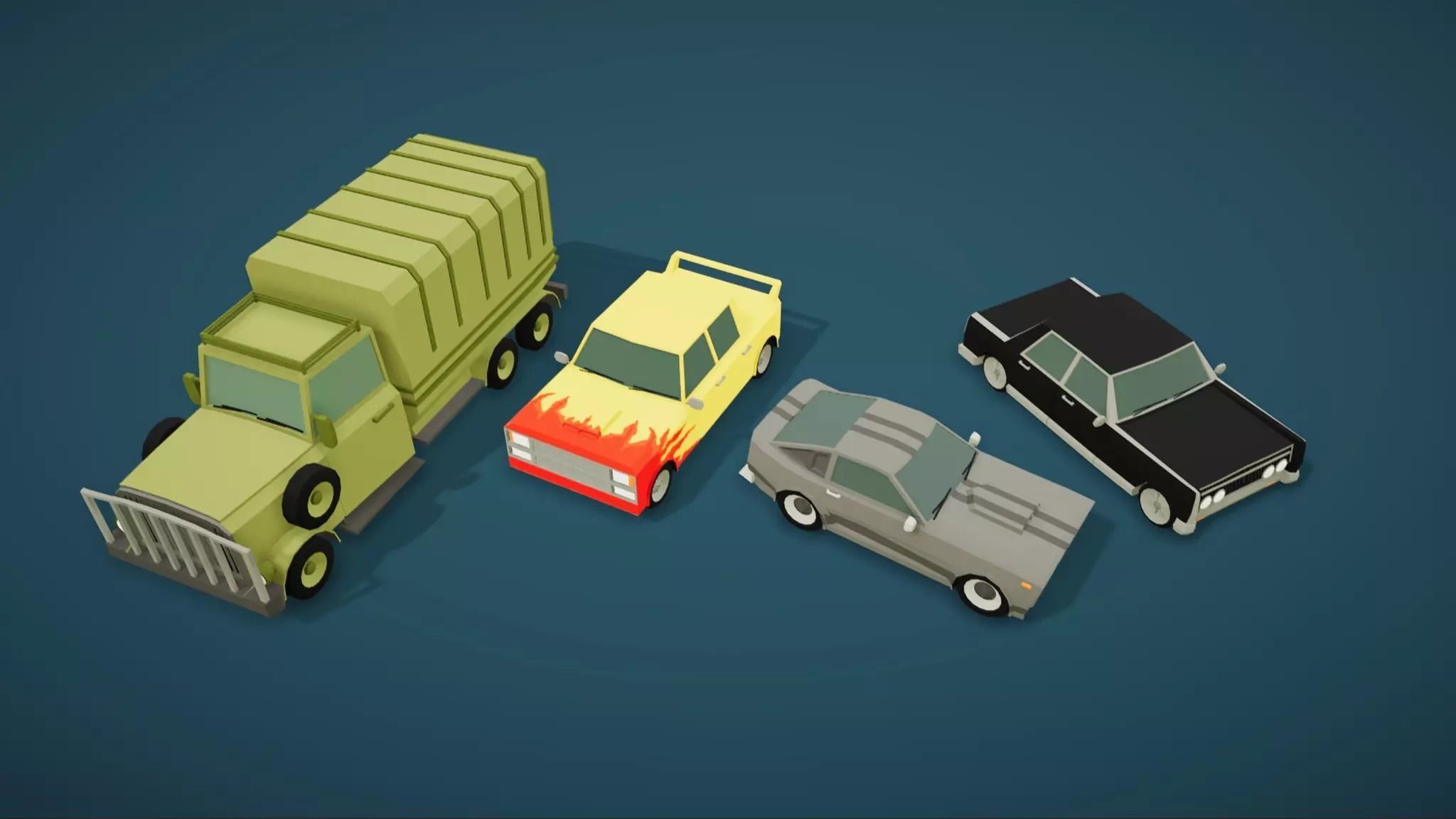 Low Poly Cars Pack 80 cars Low-poly 3D model_12