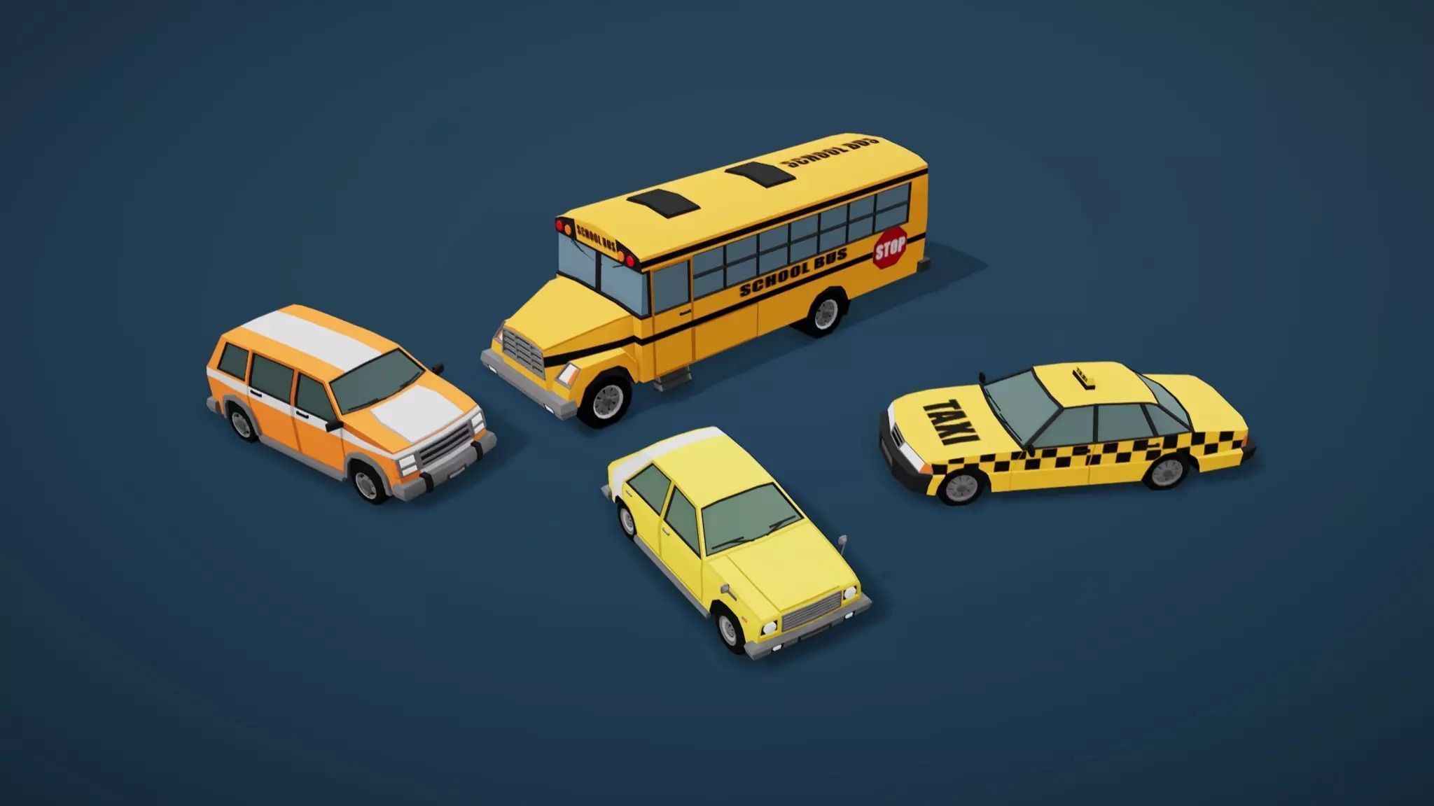Low Poly Cars Pack 80 cars Low-poly 3D model_9