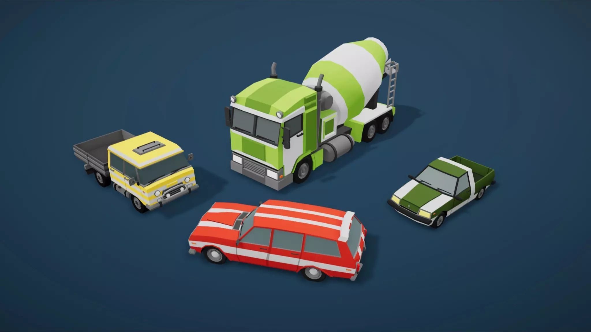 Low Poly Cars Pack 80 cars Low-poly 3D model_16